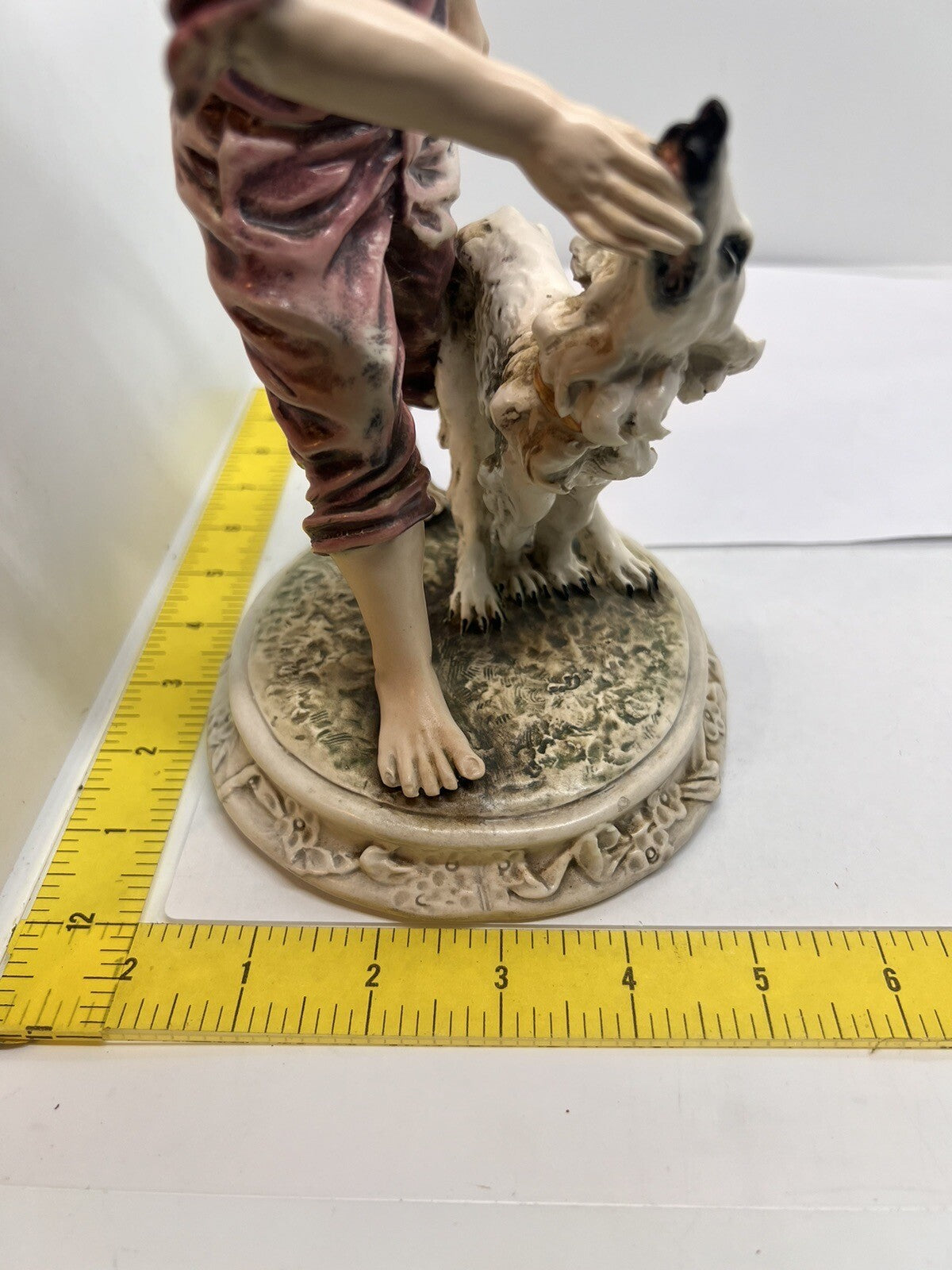 1950’s Borzoi & Boy Signed C. Mollica 10" Capodimonte Dog Figurine Italy