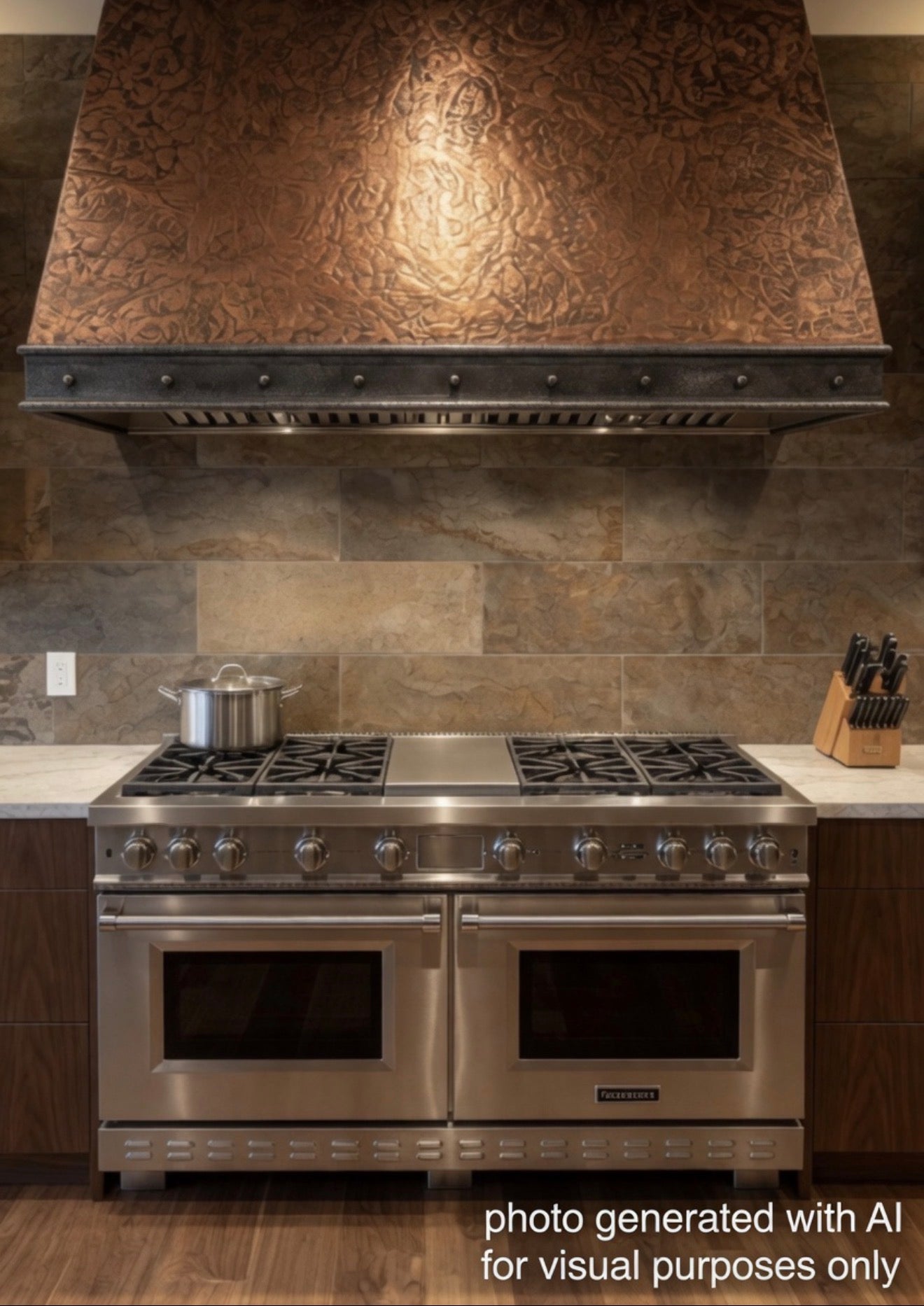 76” Handmade W.R. Nager Ornate Hearth, Doorway or Range Hood Patinated Copper