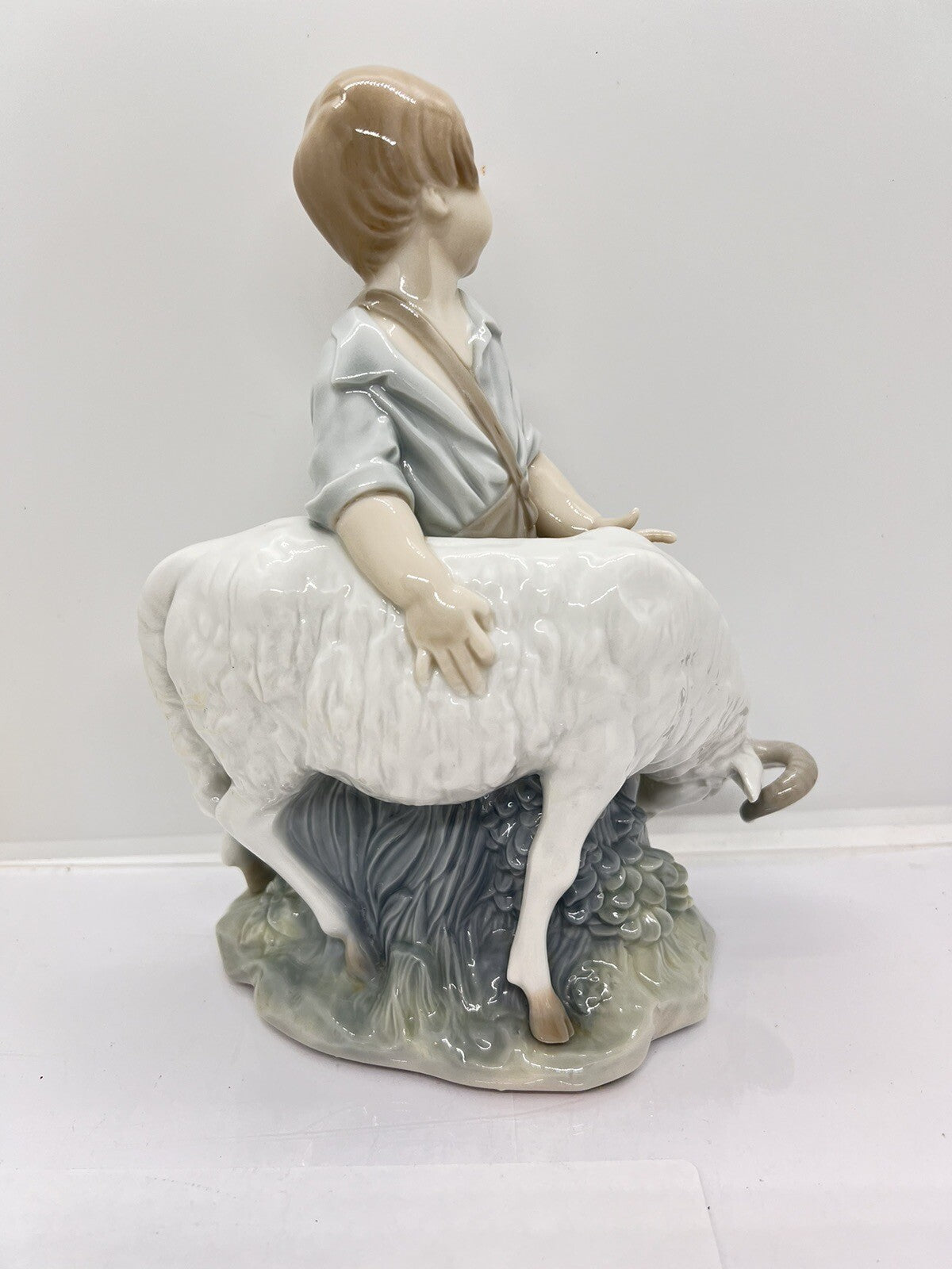 9” Vintage Nao Lladro “I'm not moving” Boy & Goat Figurine