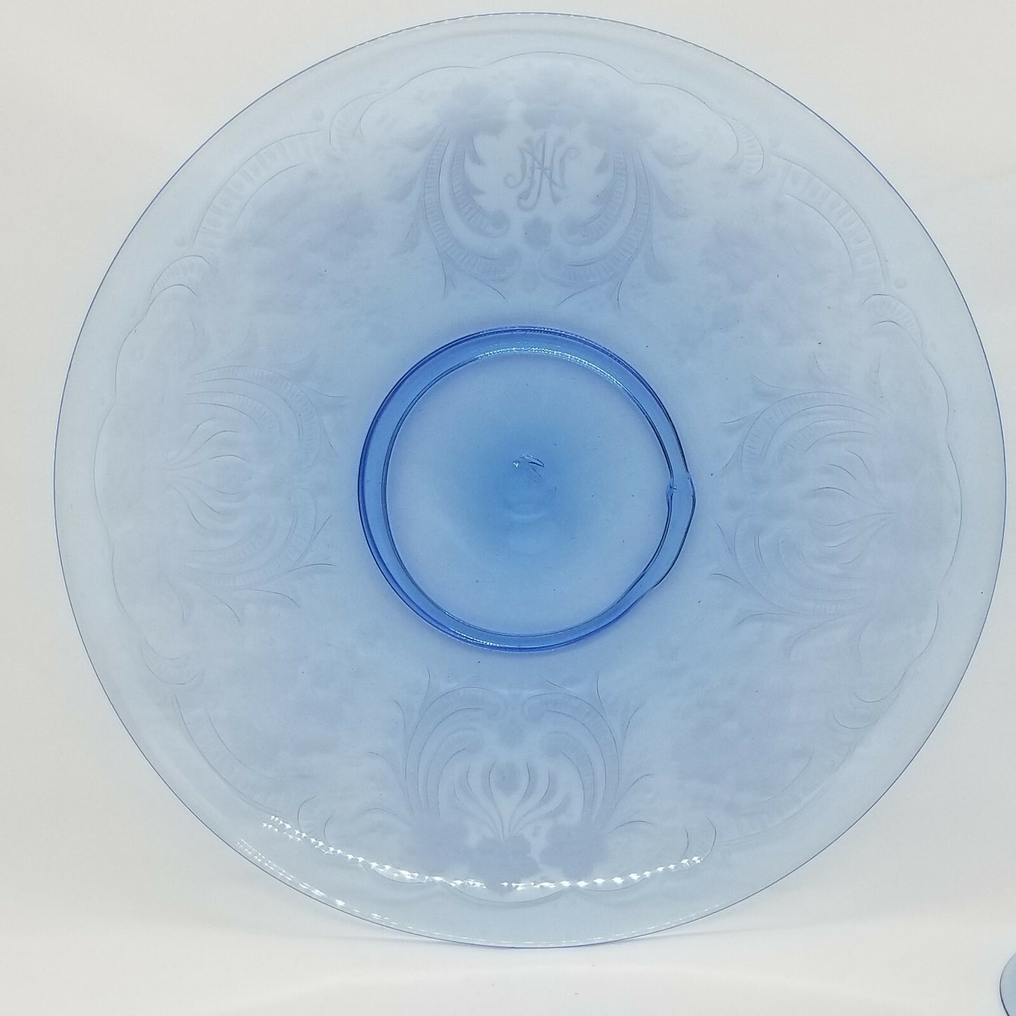 23pc 1920's Italian Salviati Murano Blue Etch Crystal Dessert  8, 3pc Place Set