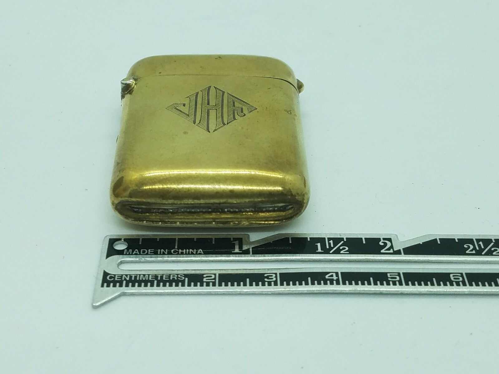 Antique Art Deco Brass Match Safe Vesta Case Box