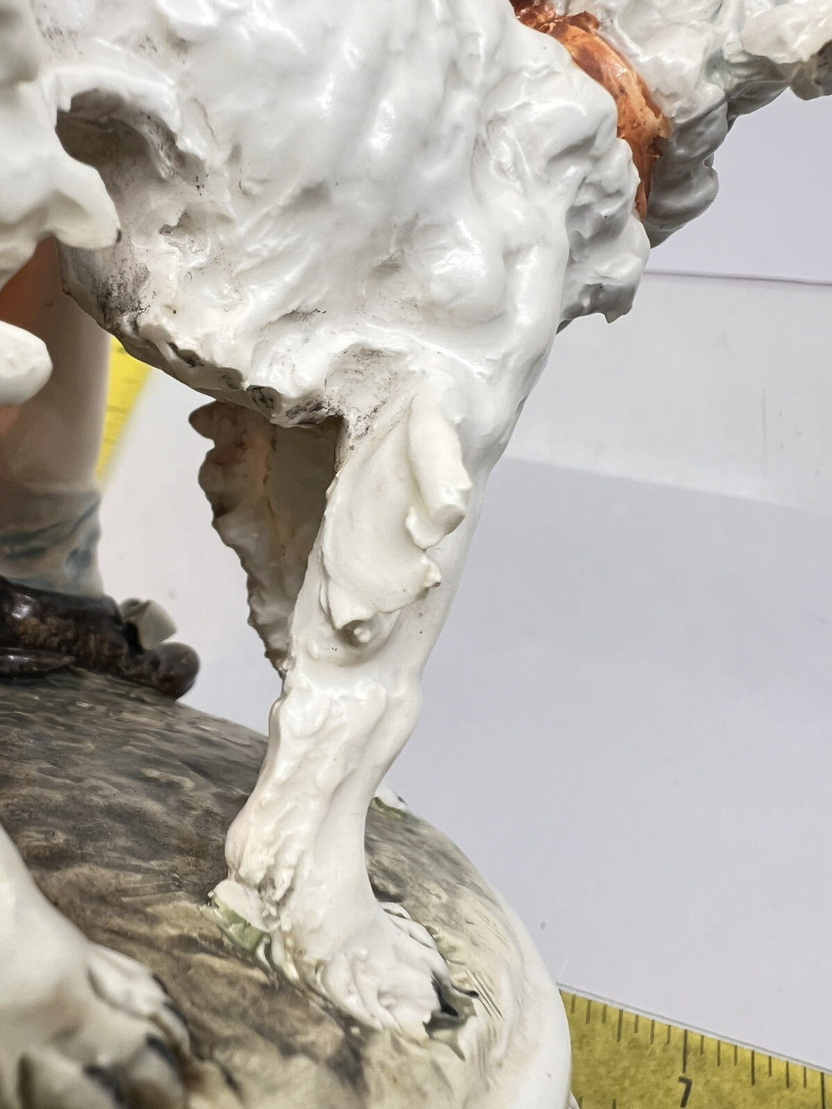 1950’s Borzoi & Girl w Floral Trim Mollica dog 10" Capodimonte Figurine Italy