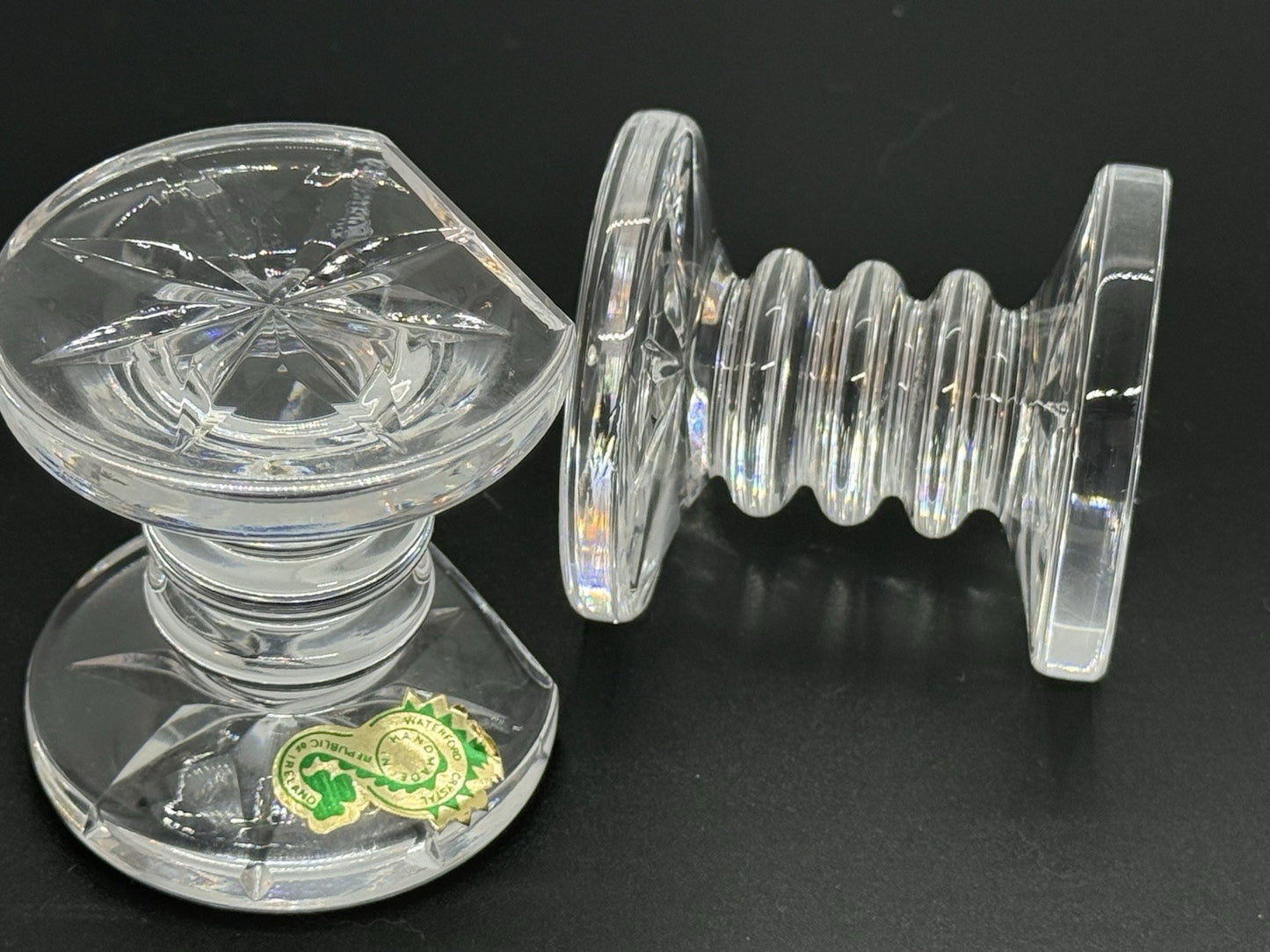 2 pc Set Vintage 2.5” Waterford Crystal Knife Rests In Original Box