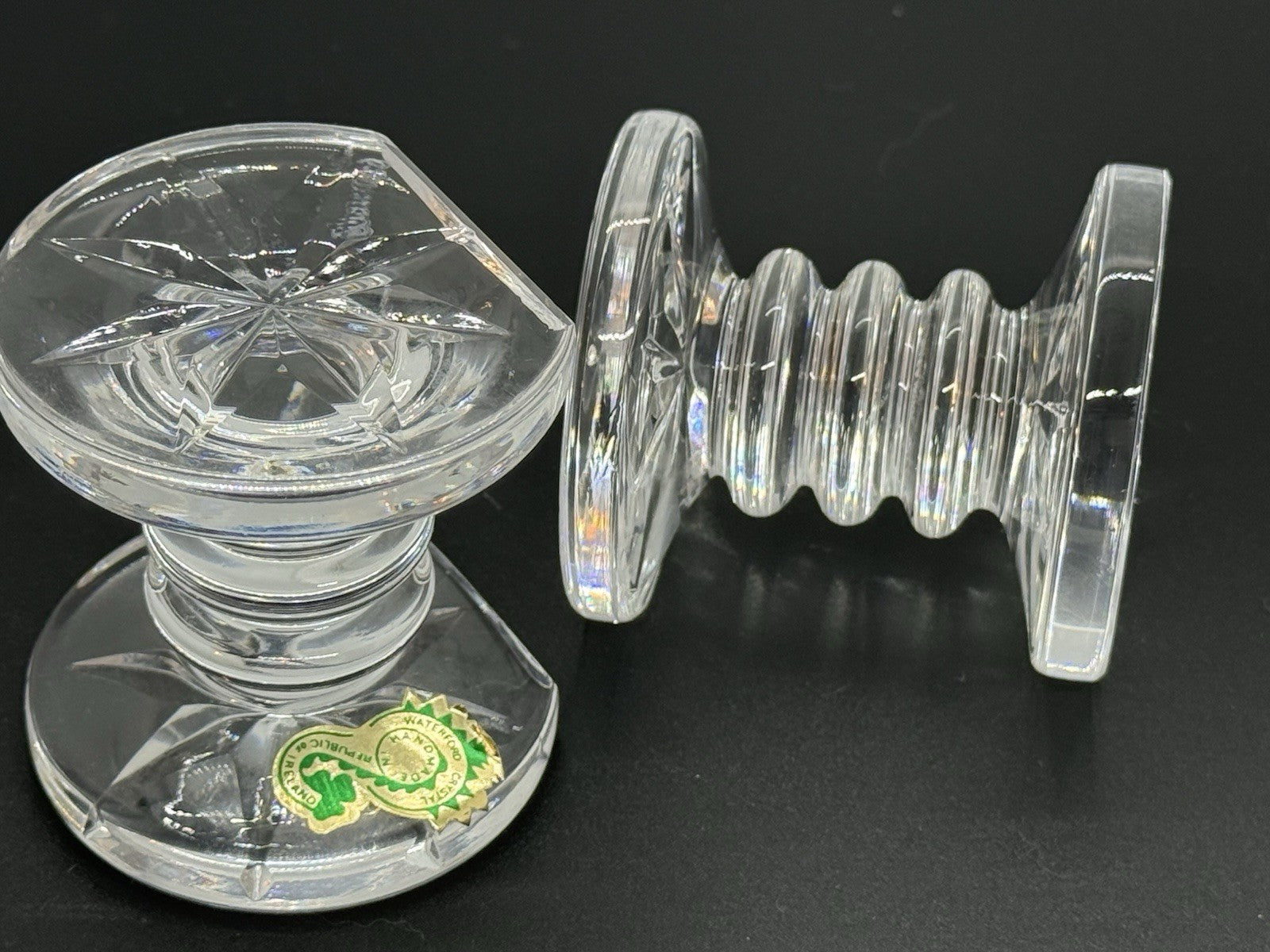 2 pc Set Vintage 2.5” Waterford Crystal Knife Rests In Original Box
