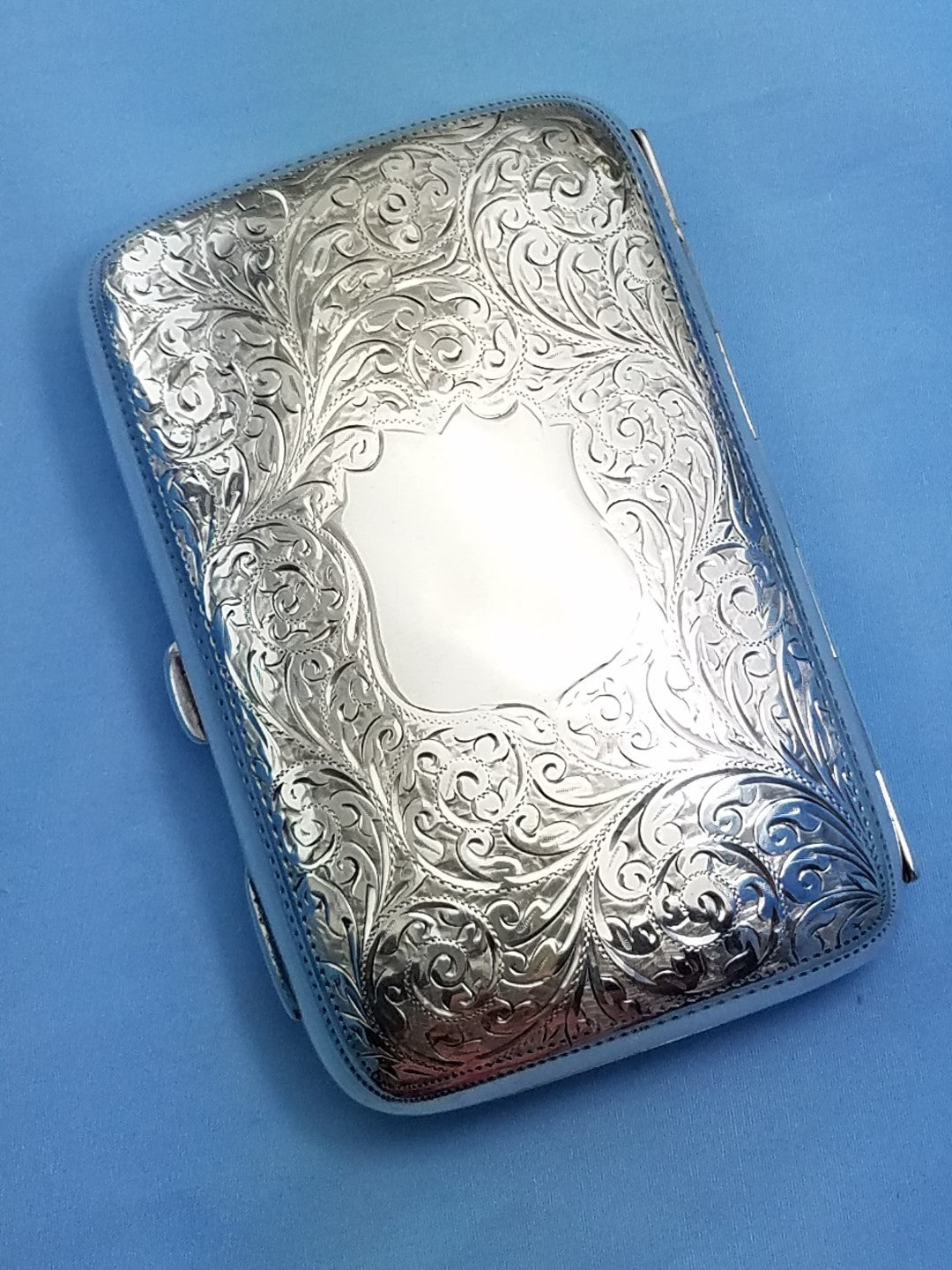 Antique 1901 Hilliard & Thomason Sterling Silver Chased Floral Cigarette Case