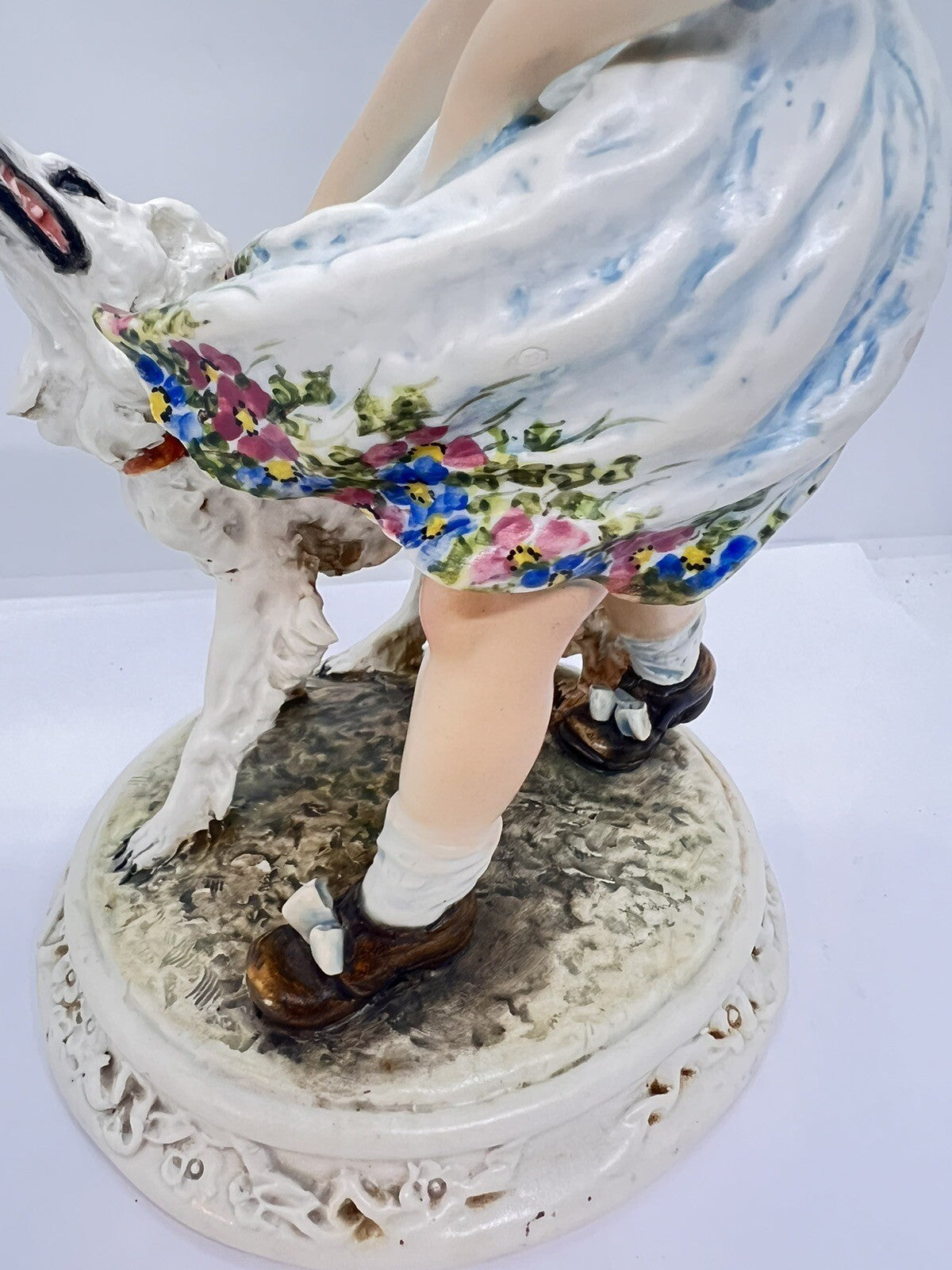 1950’s Borzoi & Girl w Floral Trim Mollica dog 10" Capodimonte Figurine Italy