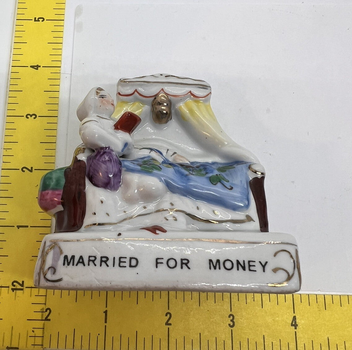 1800’s Antique Porcelain Fairing “Married for Money” Germany