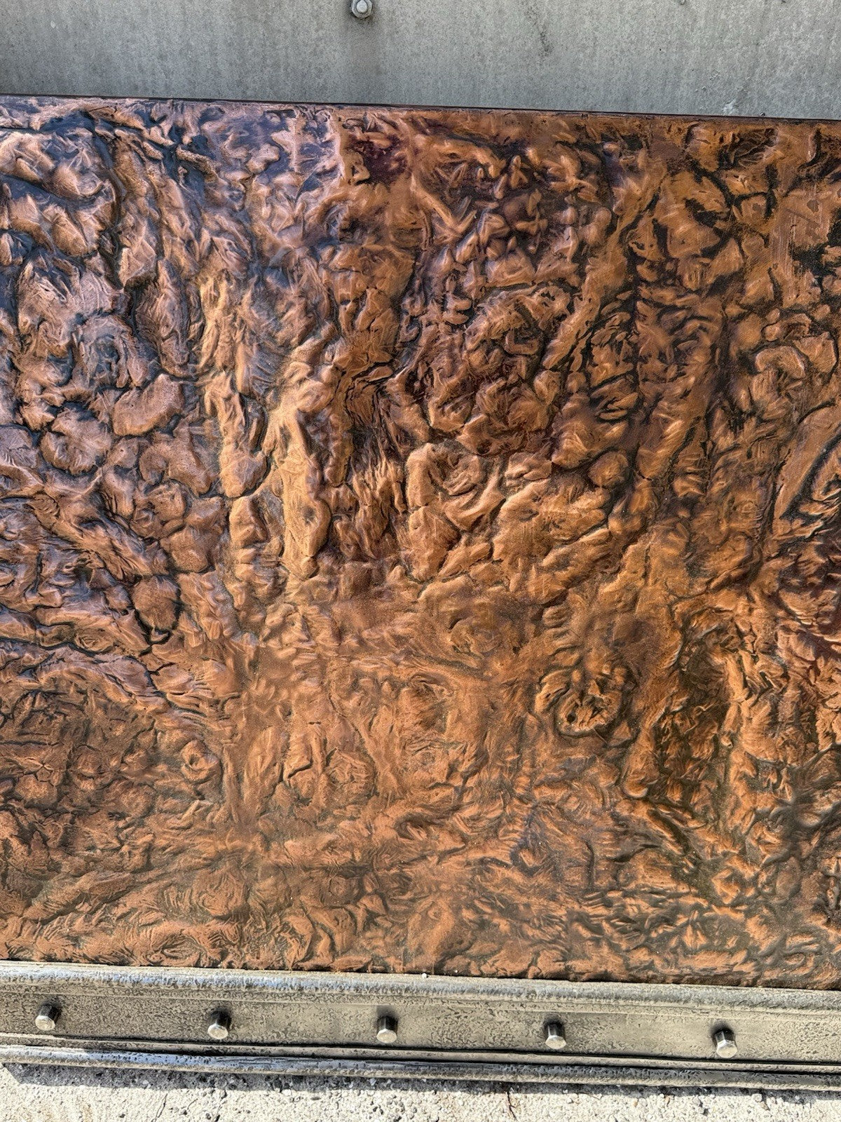 76” Handmade W.R. Nager Ornate Hearth, Doorway or Range Hood Patinated Copper