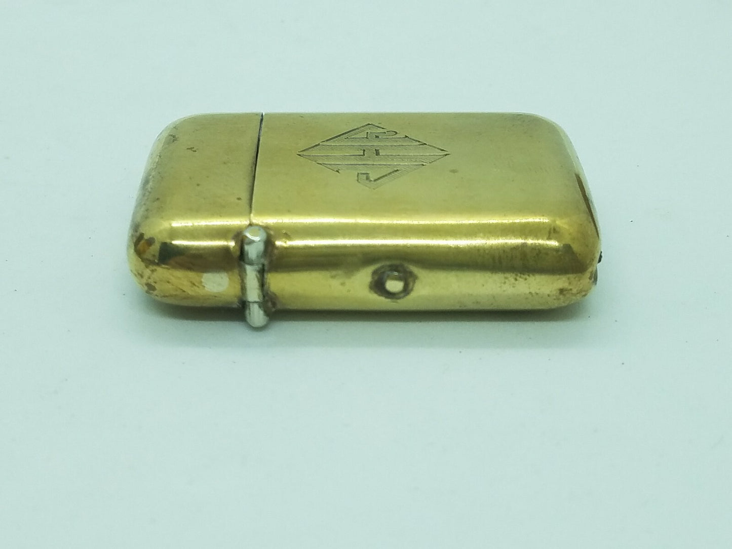 Antique Art Deco Brass Match Safe Vesta Case Box