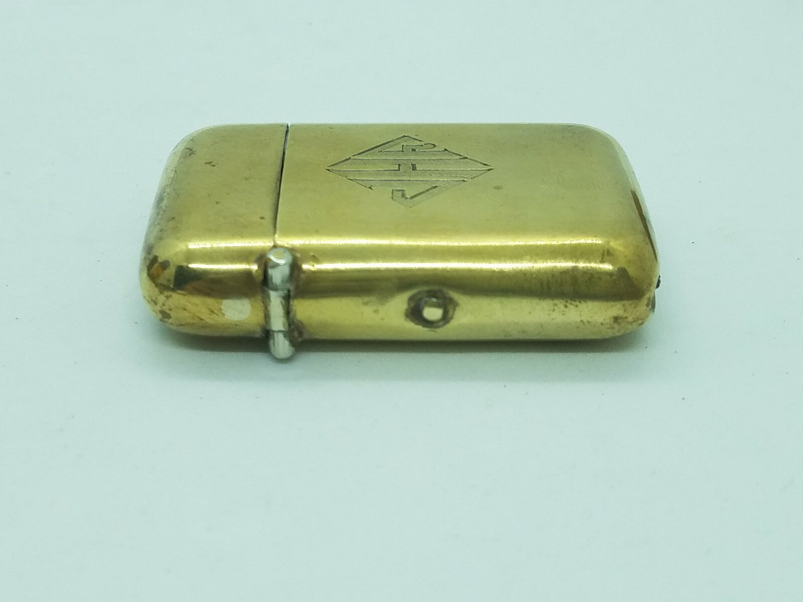 Antique Art Deco Brass Match Safe Vesta Case Box