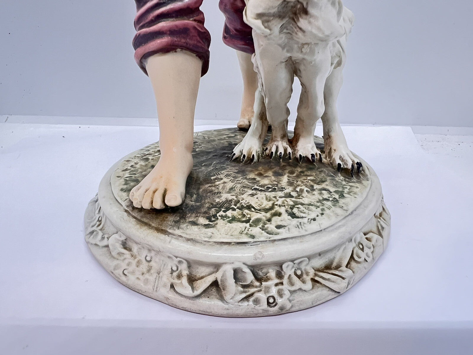 1950’s Borzoi & Boy Signed C. Mollica 10" Capodimonte Dog Figurine Italy