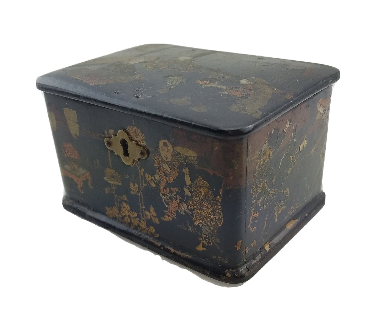 Antique Chinese Export Tea / Spice Caddy Box Paper Mache