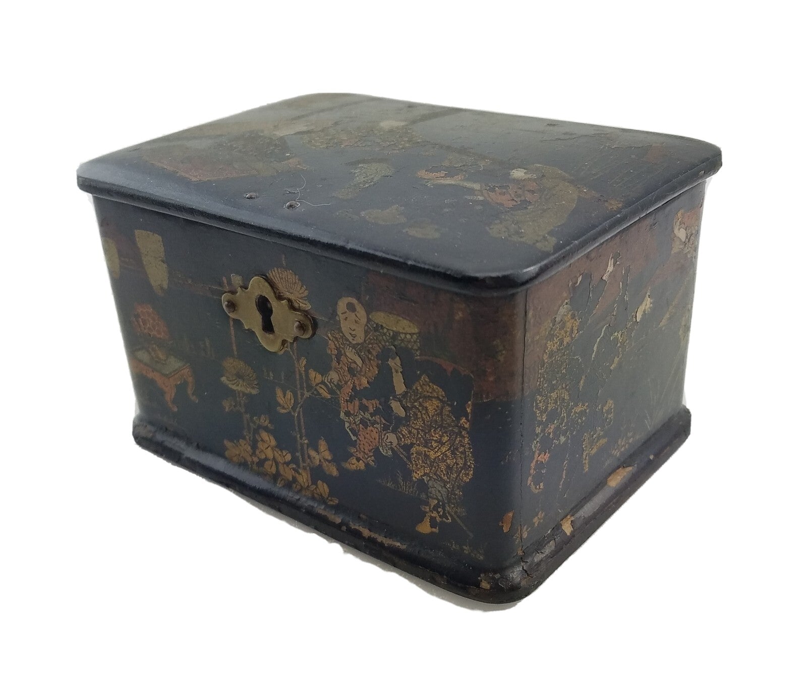 Antique Chinese Export Tea / Spice Caddy Box Paper Mache