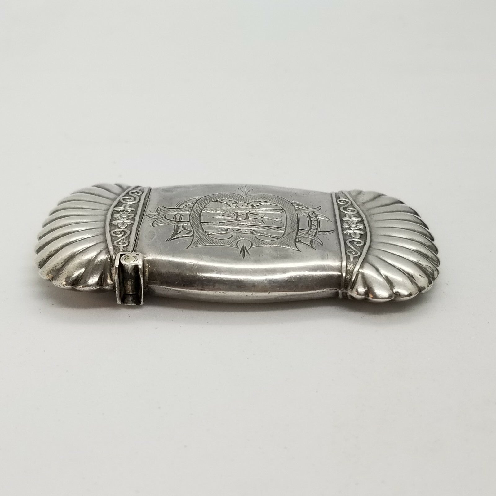Antique Art Nouveau Sterling Silver Match Safe Vesta Case  Combed End