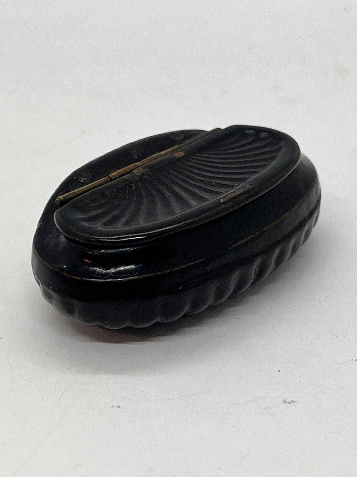 Antique 18th Century French Scalloped Papier Paper Mache Lacquer Snuff Box