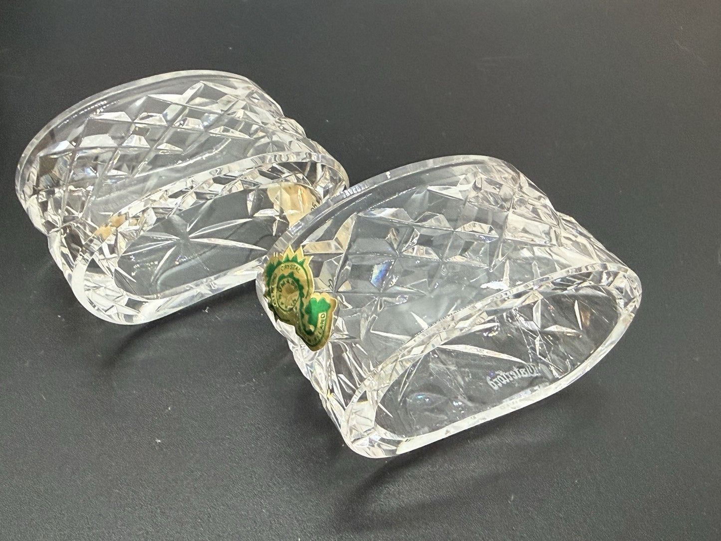 2 pc Set Vintage Waterford Crystal ALANA Napkin Rings in original box