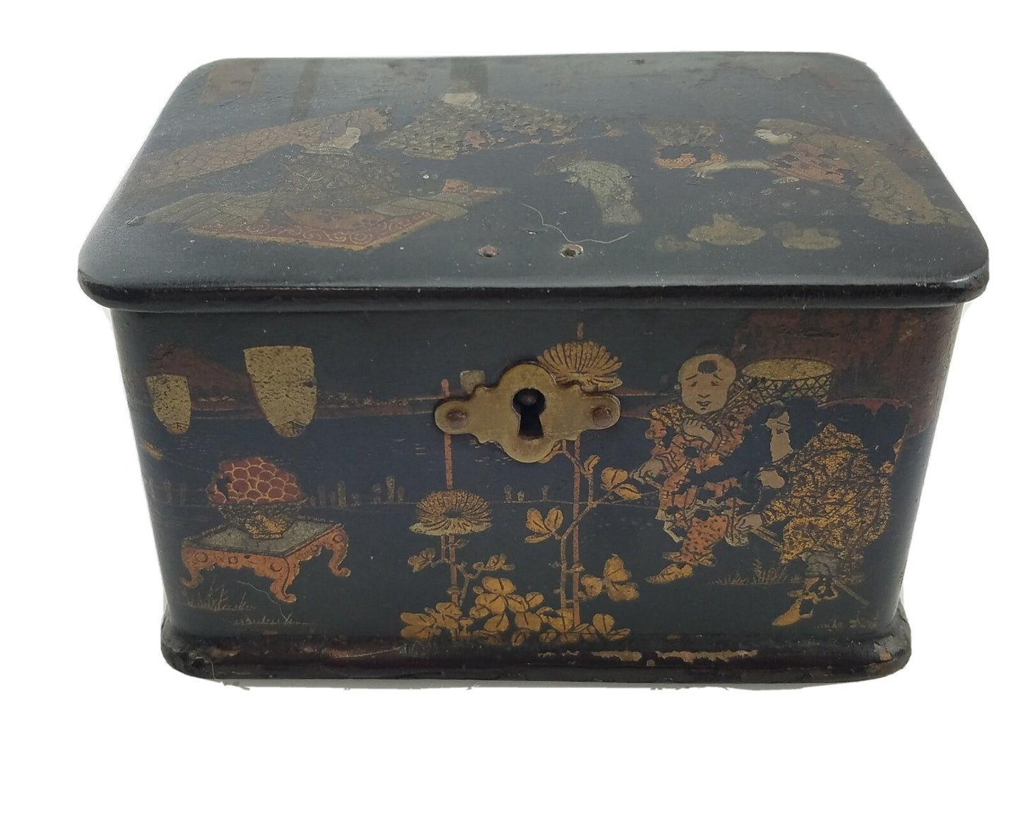 Antique Chinese Export Tea / Spice Caddy Box Paper Mache