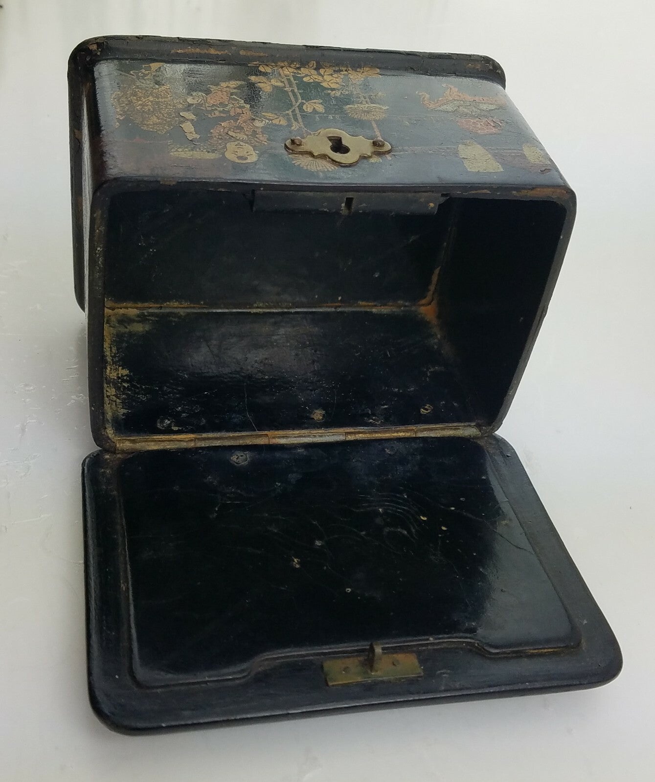 Antique Chinese Export Tea / Spice Caddy Box Paper Mache