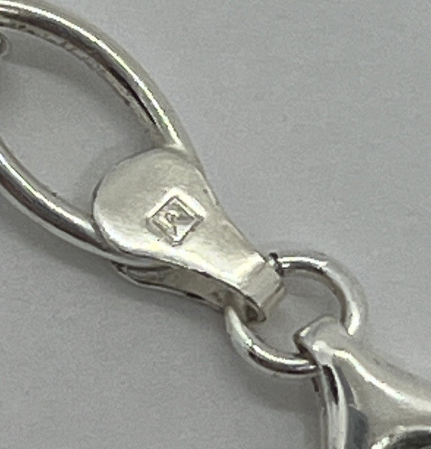 925 Italy Sterling Silver Open Heart Link Charm Solid Chain Bracelet Love