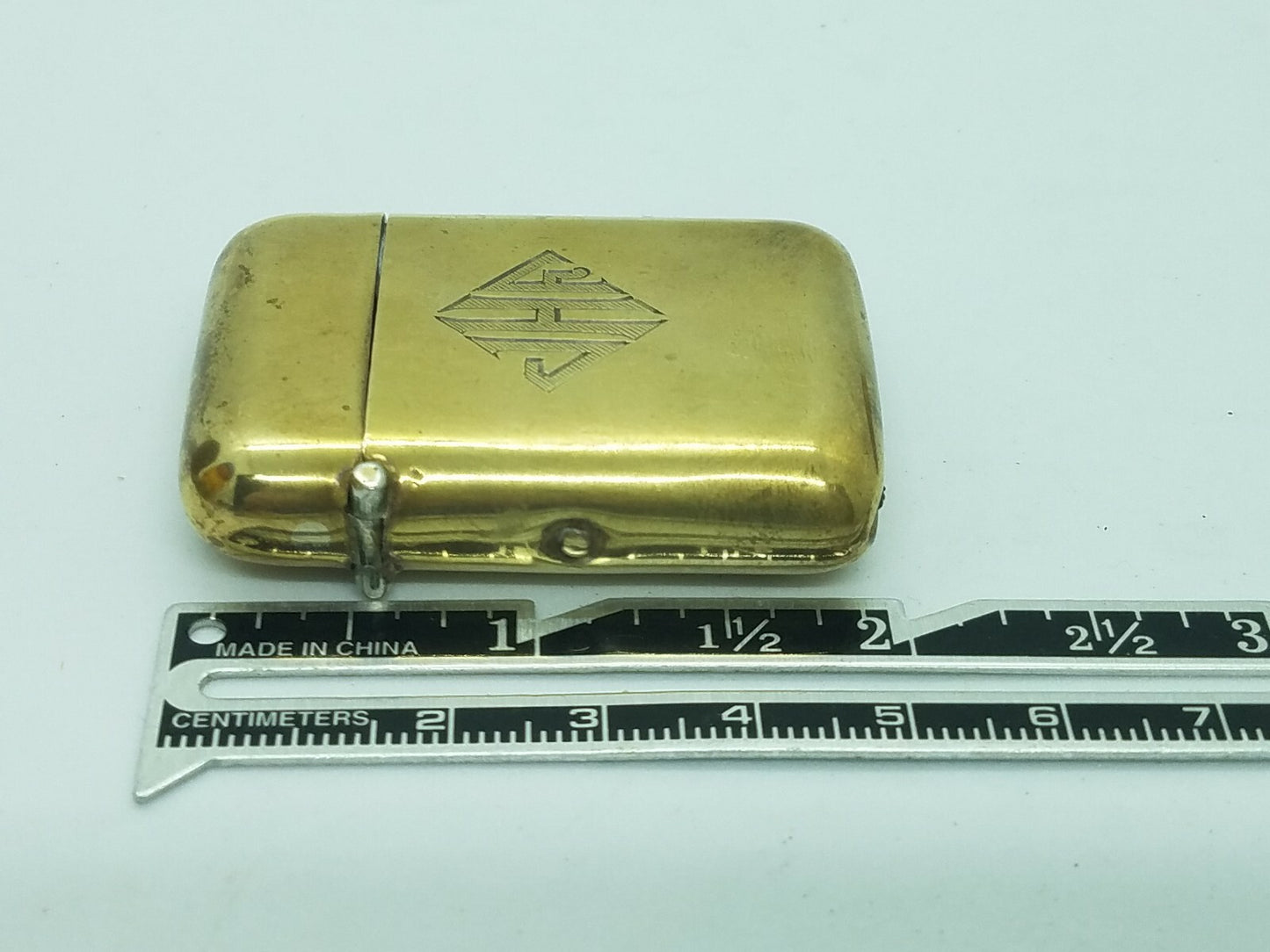 Antique Art Deco Brass Match Safe Vesta Case Box