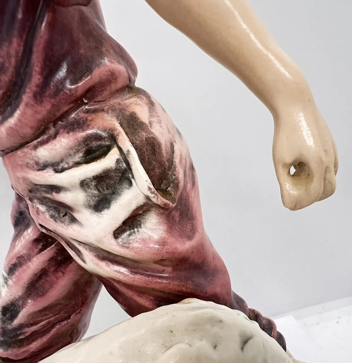 1950’s Borzoi & Boy Signed C. Mollica 10" Capodimonte Dog Figurine Italy