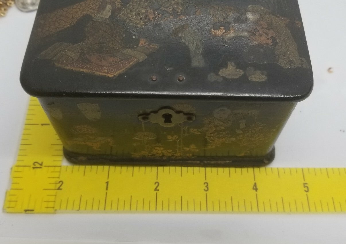 Antique Chinese Export Tea / Spice Caddy Box Paper Mache