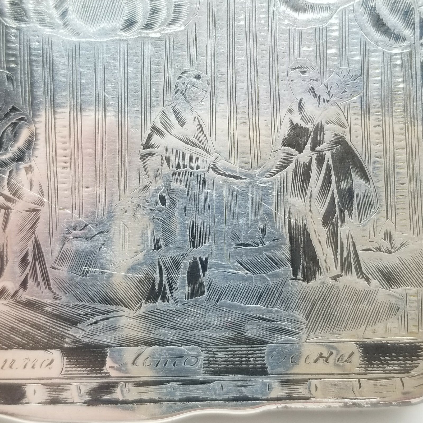Antique 19c Imperial Russian Silver Niello 84 Snuff Box 2 sided Myths? Gods?