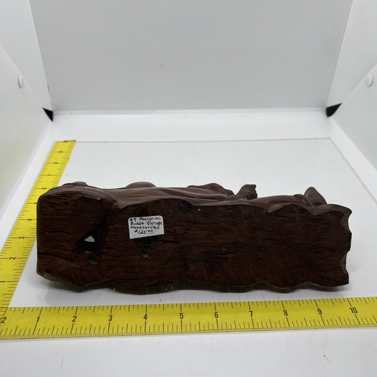 Antique Chinese Carved Boxwood Reclining Hotei Happy Buddha Wood No Base