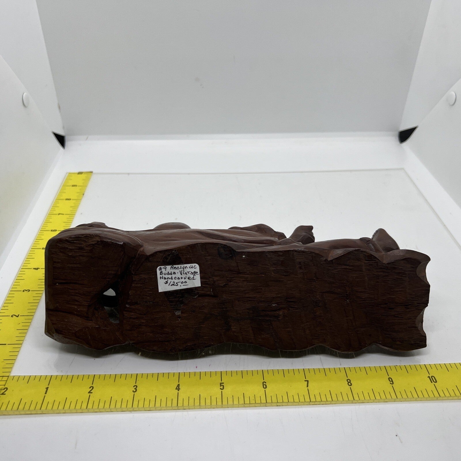 Antique Chinese Carved Boxwood Reclining Hotei Happy Buddha Wood No Base