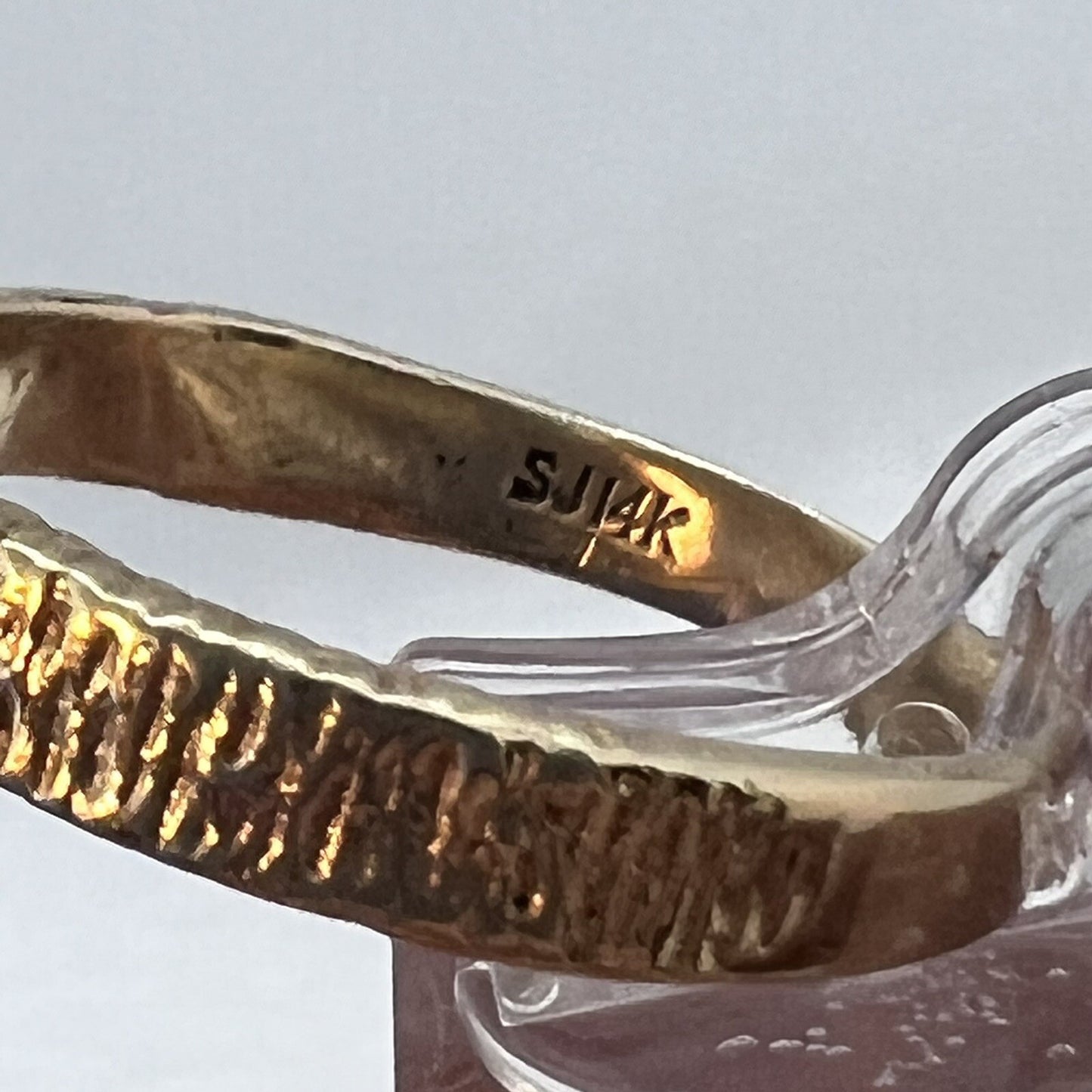 1980s Estate Tanzanite 14K Gold Geometric Cocktail Ring 6.7g Signed SJ