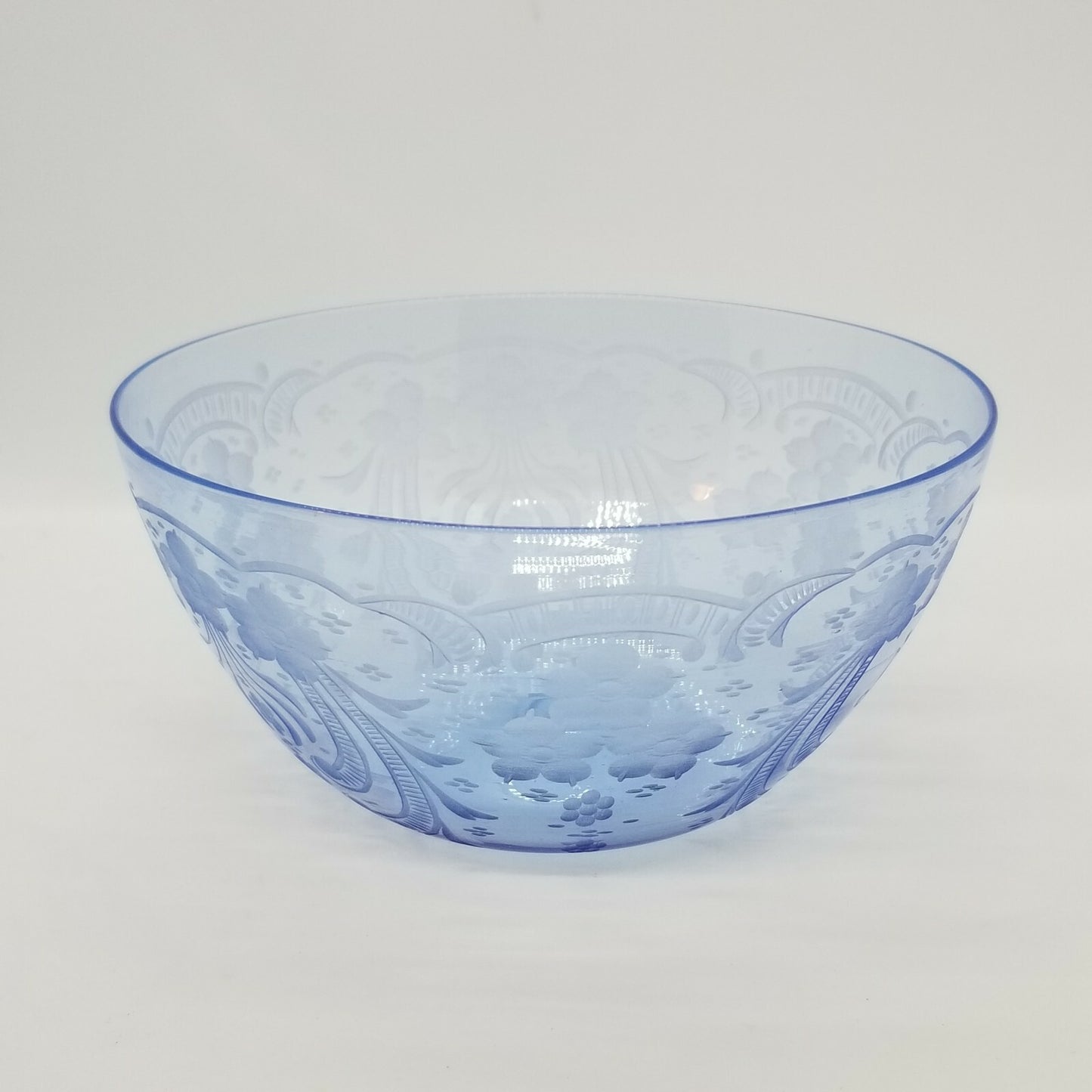 23pc 1920's Italian Salviati Murano Blue Etch Crystal Dessert  8, 3pc Place Set