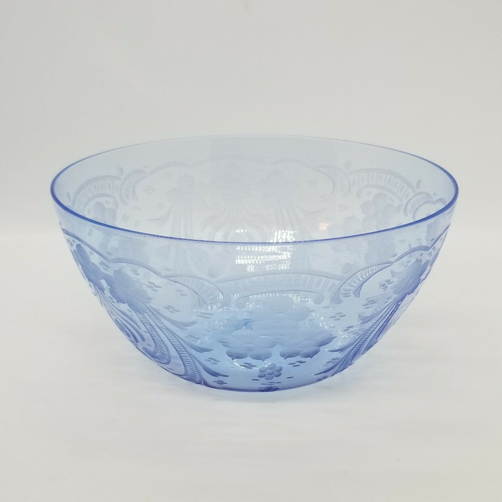 23pc 1920's Italian Salviati Murano Blue Etch Crystal Dessert  8, 3pc Place Set