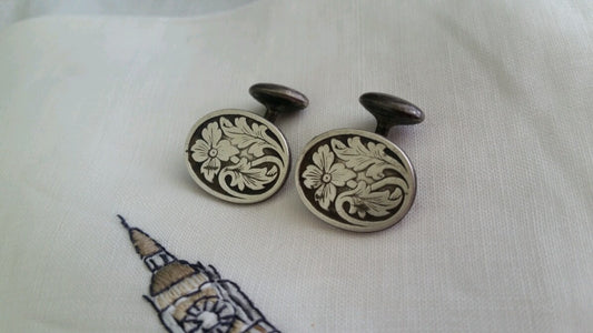 Antique Art Nouveau Solid Sterling Silver Cufflinks