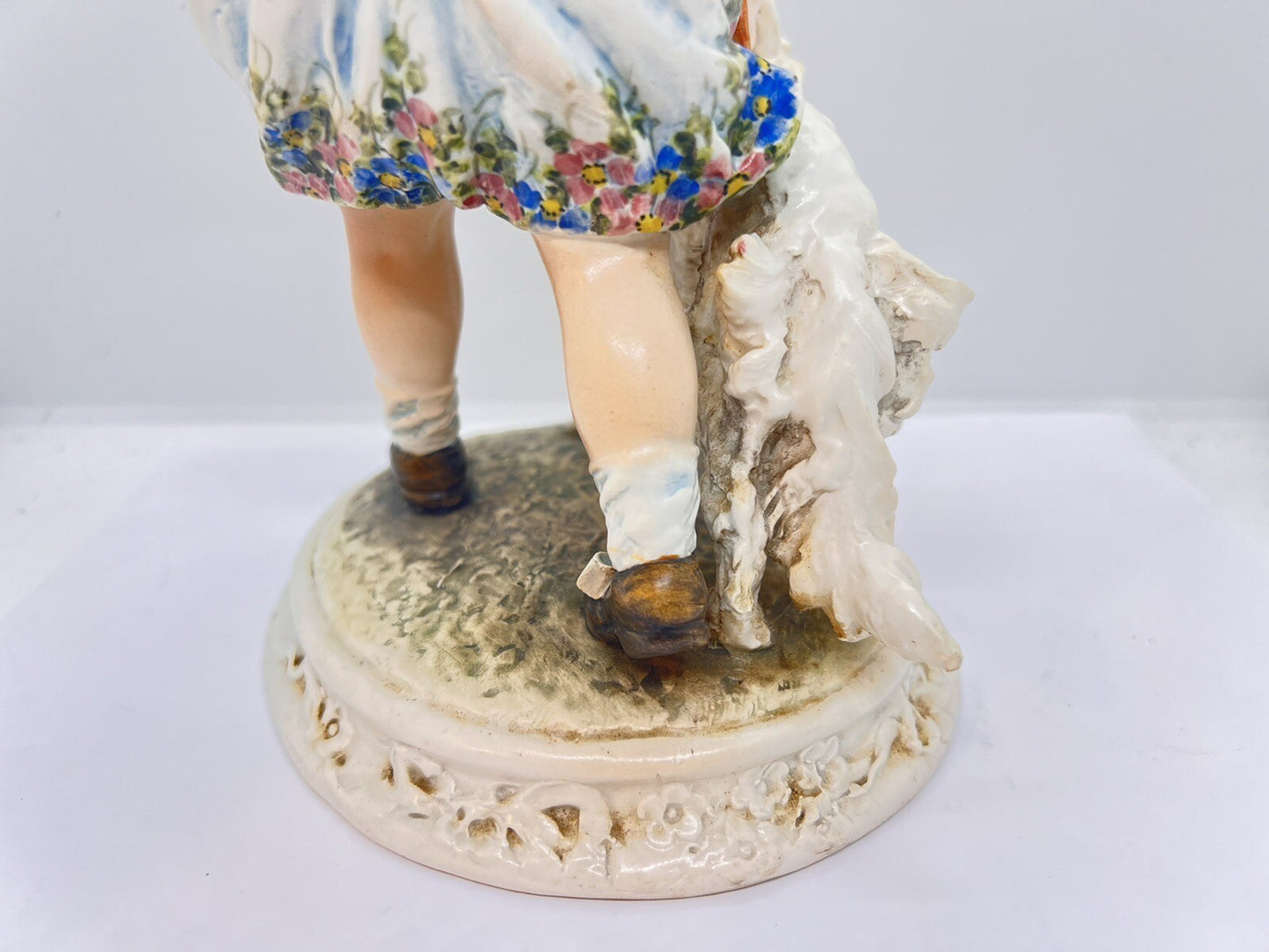 1950’s Borzoi & Girl w Floral Trim Mollica dog 10" Capodimonte Figurine Italy