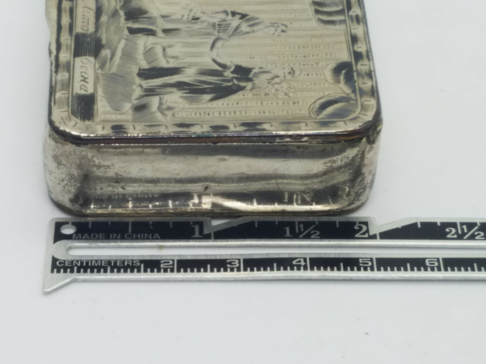 Antique 19c Imperial Russian Silver Niello 84 Snuff Box 2 sided Myths? Gods?