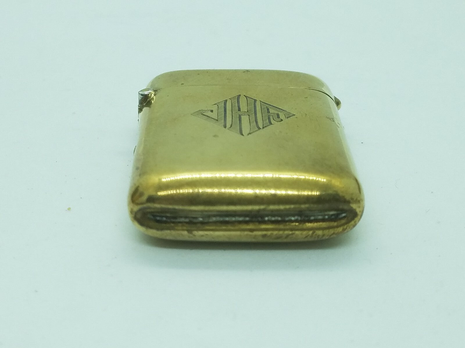 Antique Art Deco Brass Match Safe Vesta Case Box
