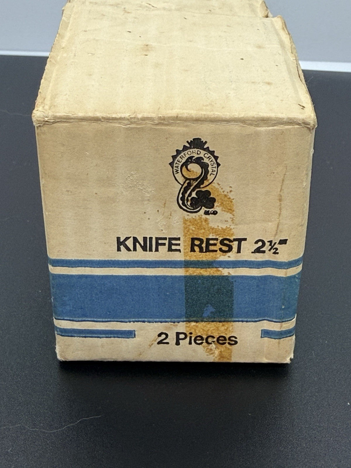 2 pc Set Vintage 2.5” Waterford Crystal Knife Rests In Original Box