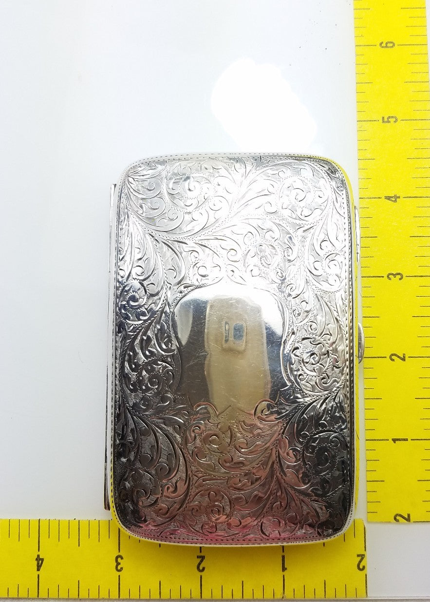 Antique 1901 Hilliard & Thomason Sterling Silver Chased Floral Cigarette Case