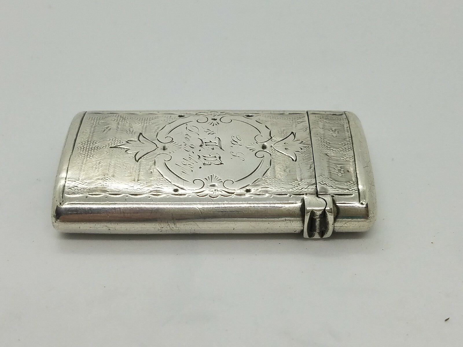 Antique 1874 GORHAM Hand-decorated Bright Cut Sterling Silver Match Safe Vesta