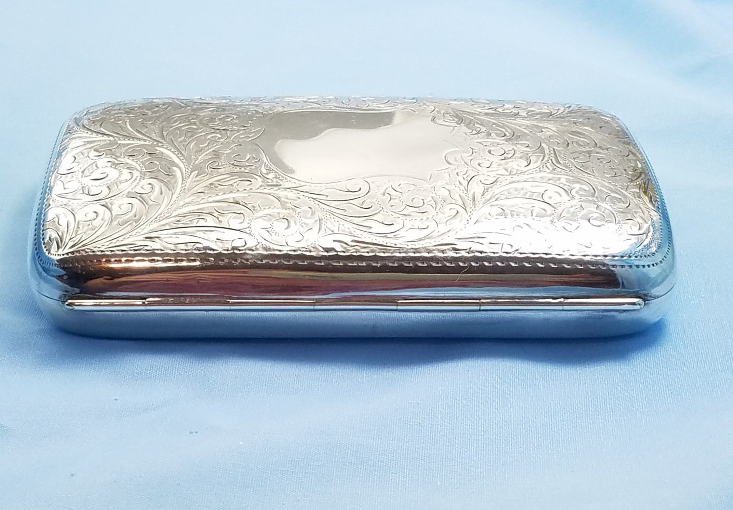 Antique 1901 Hilliard & Thomason Sterling Silver Chased Floral Cigarette Case