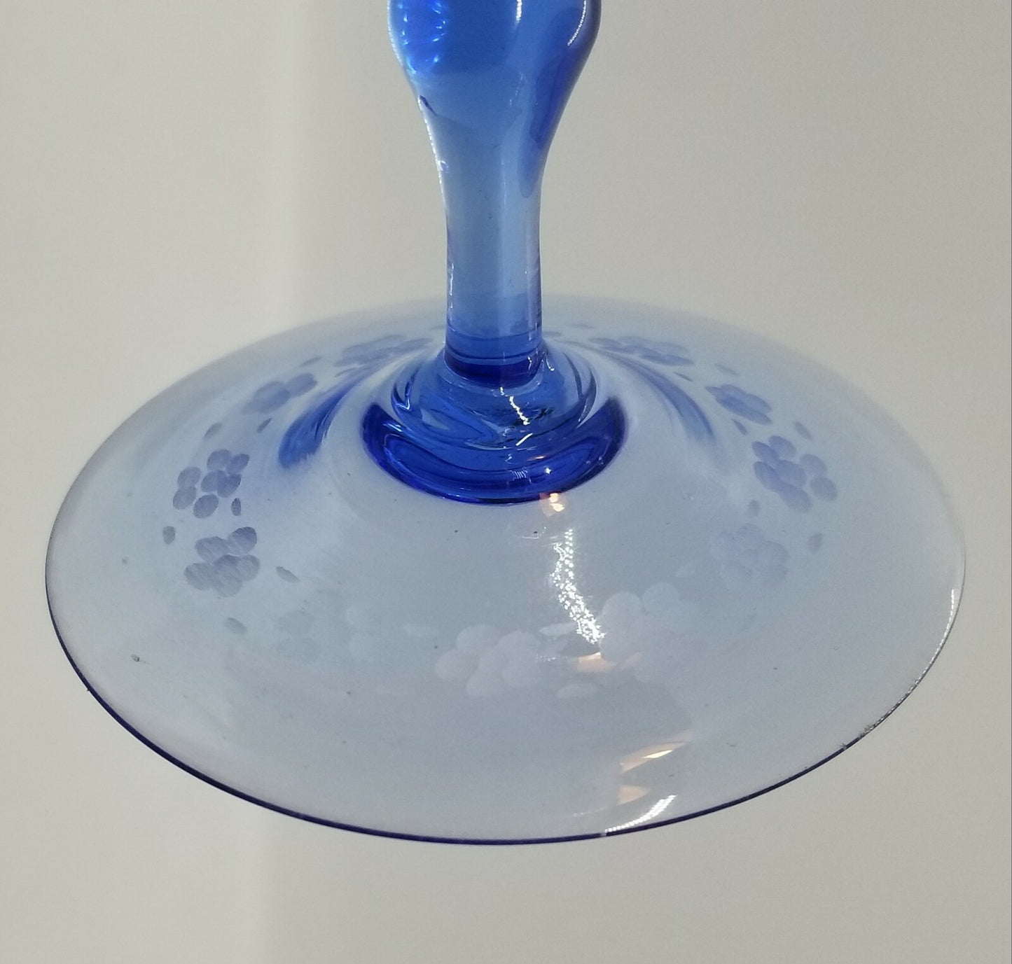 23pc 1920's Italian Salviati Murano Blue Etch Crystal Dessert  8, 3pc Place Set