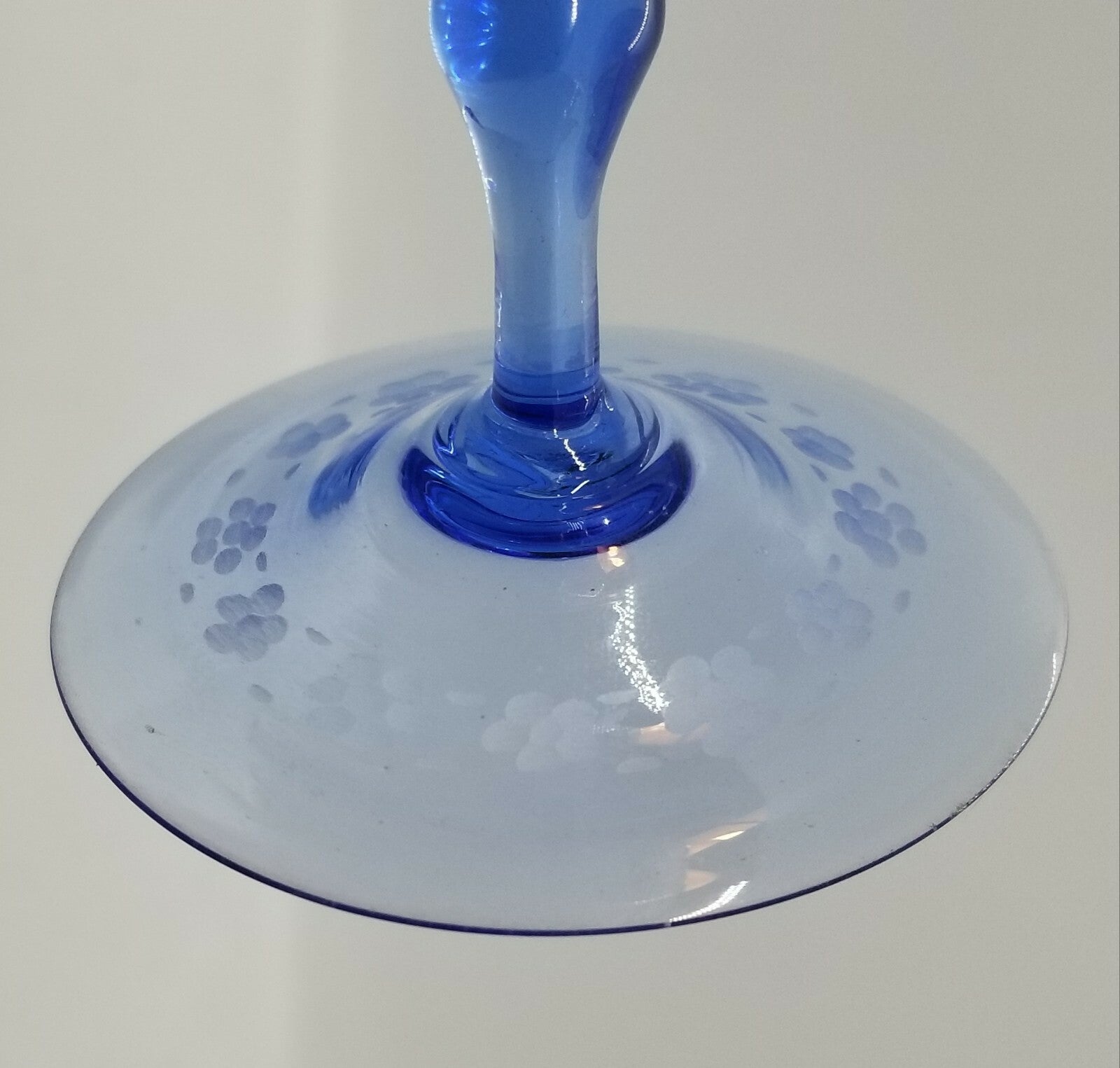 23pc 1920's Italian Salviati Murano Blue Etch Crystal Dessert  8, 3pc Place Set