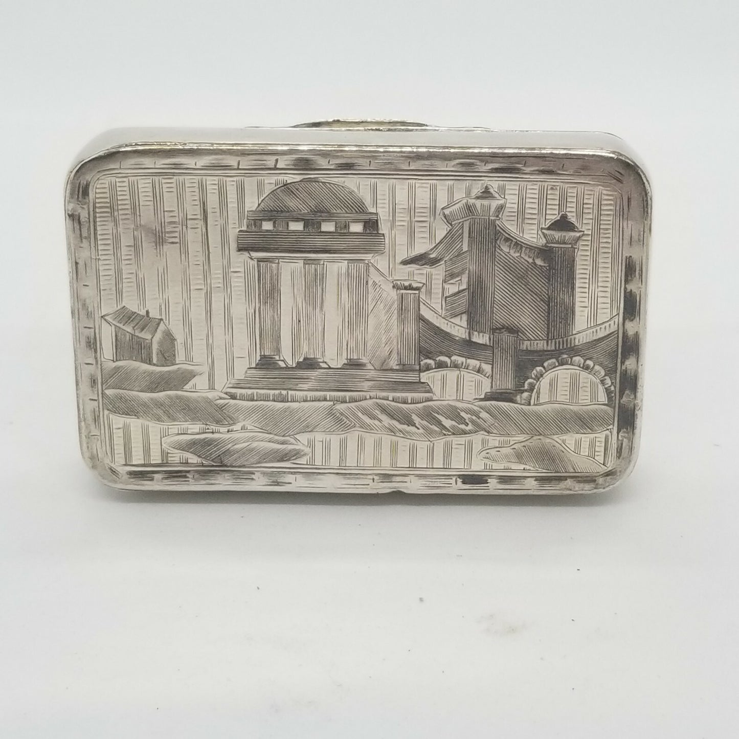 Antique 19c Imperial Russian Silver Niello 84 Snuff Box 2 sided Myths? Gods?