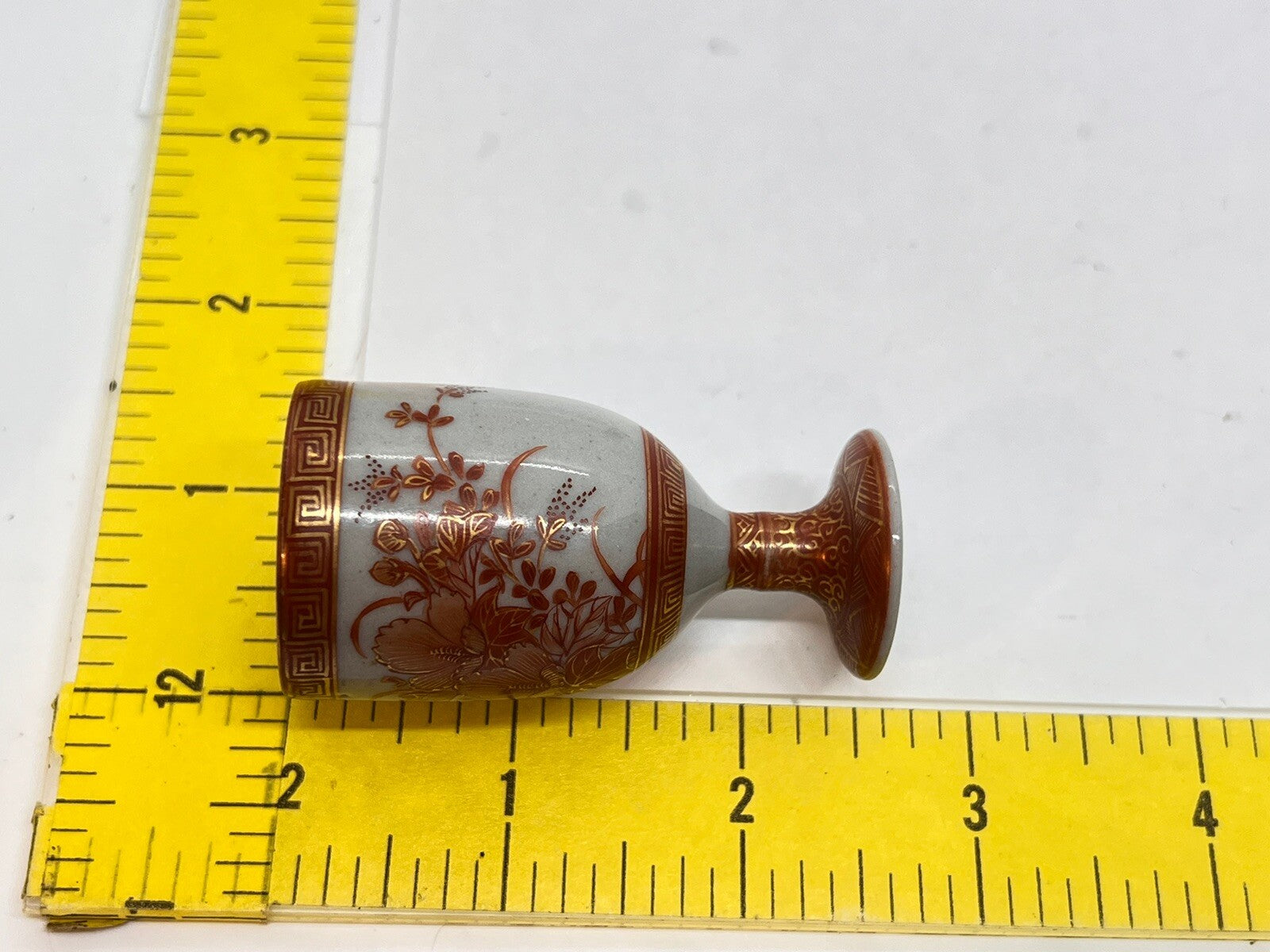 2 Antique Japanese Kutani Porcelain Footed Sake Cup Meiji Signed