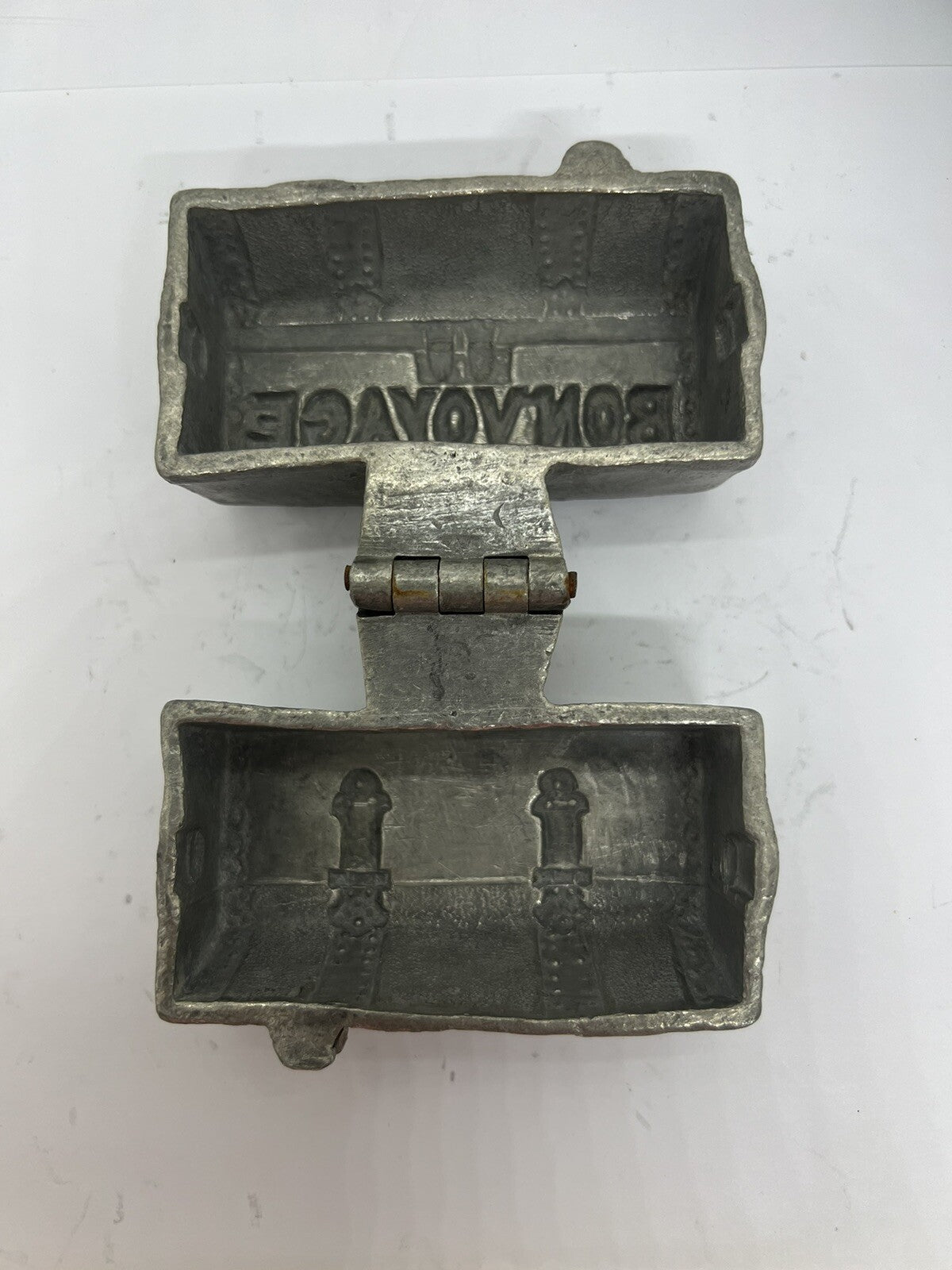 Antique Bon-Voyage Suitcase Travel Trunk Pewter Chocolate Candy Ice Cream Mold