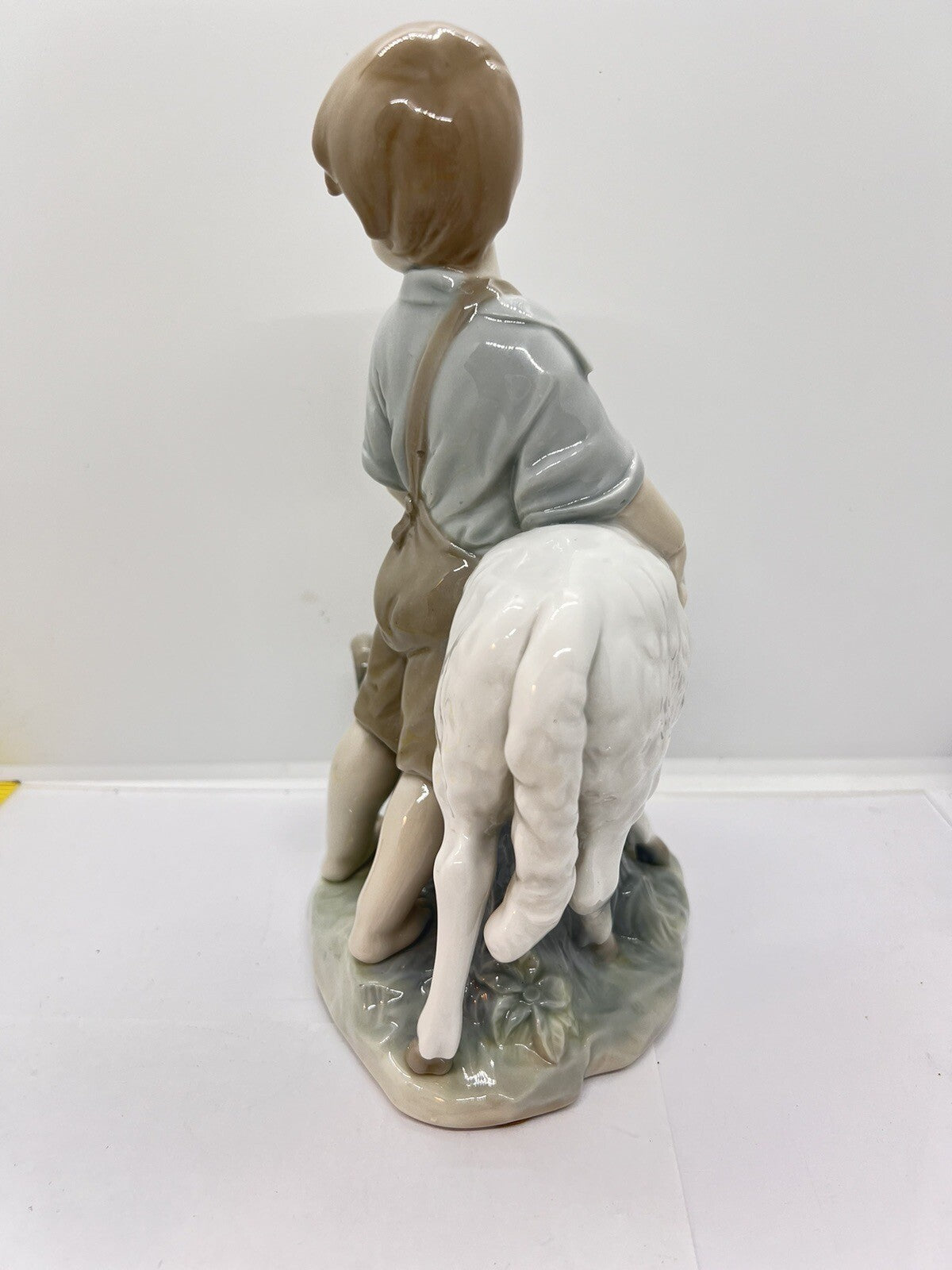 9” Vintage Nao Lladro “I'm not moving” Boy & Goat Figurine