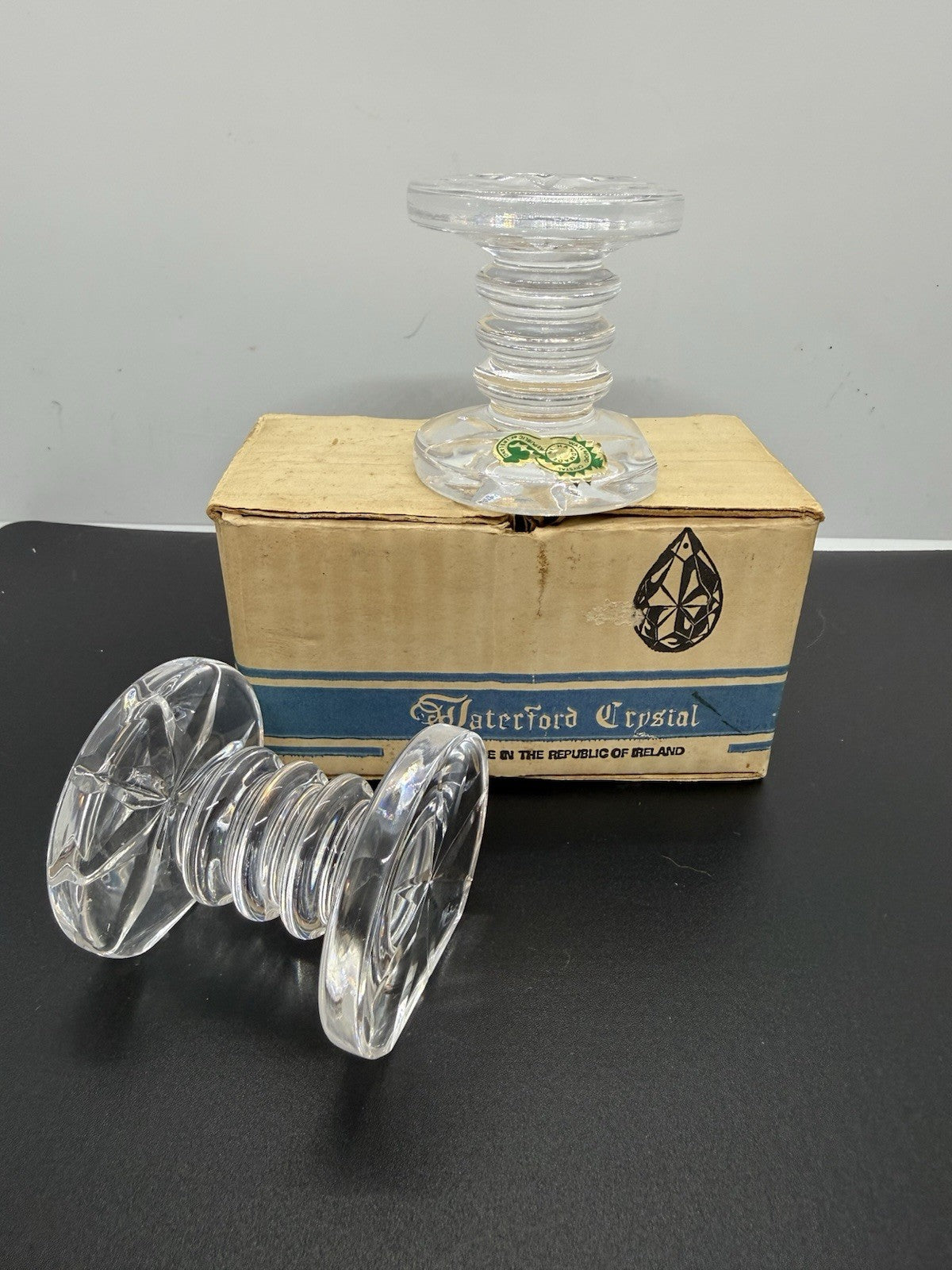 2 pc Set Vintage 2.5” Waterford Crystal Knife Rests In Original Box