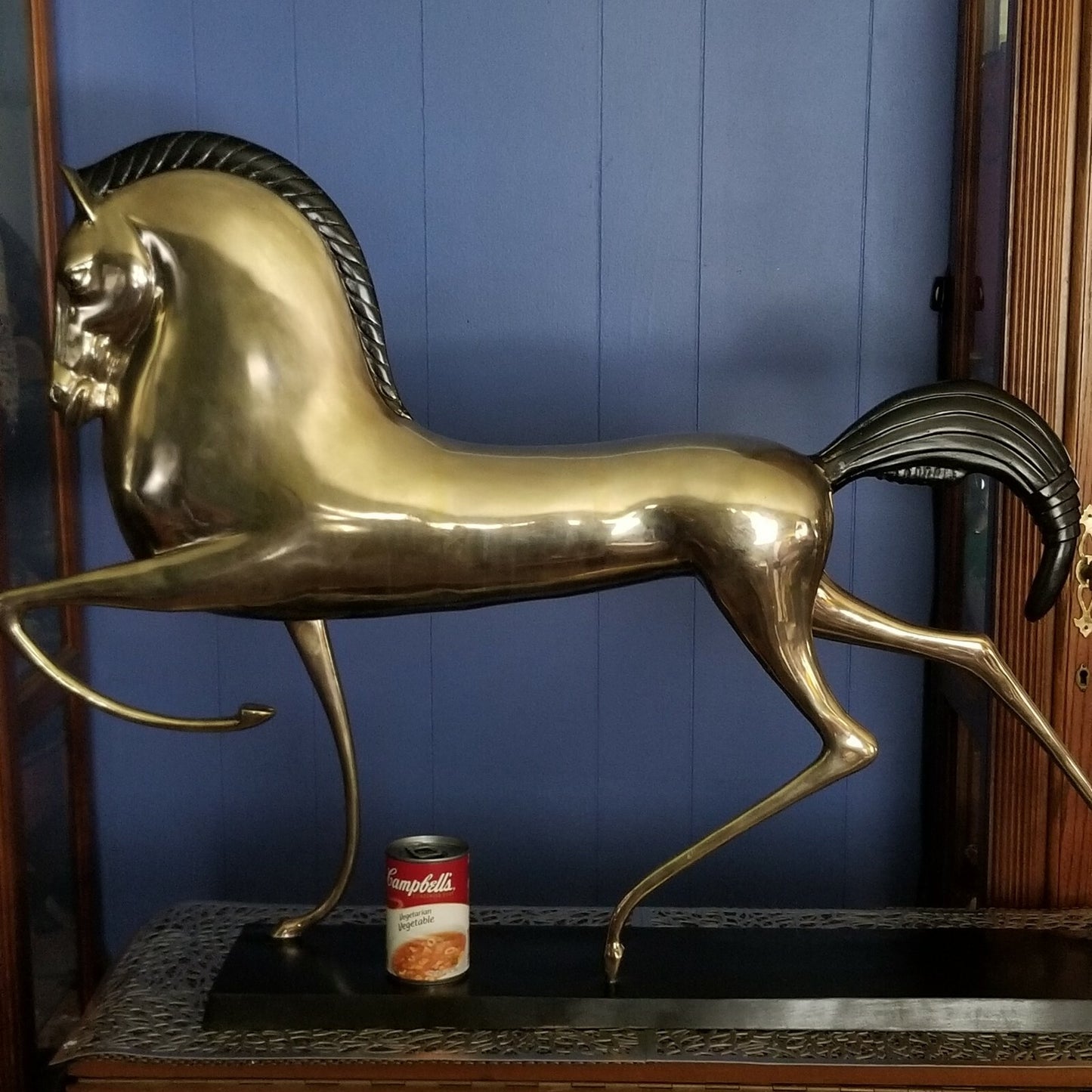 2 - 37" MCM Etruscan Silvered Brass Horse(s) Sculptures in Lovet-Lorski Style