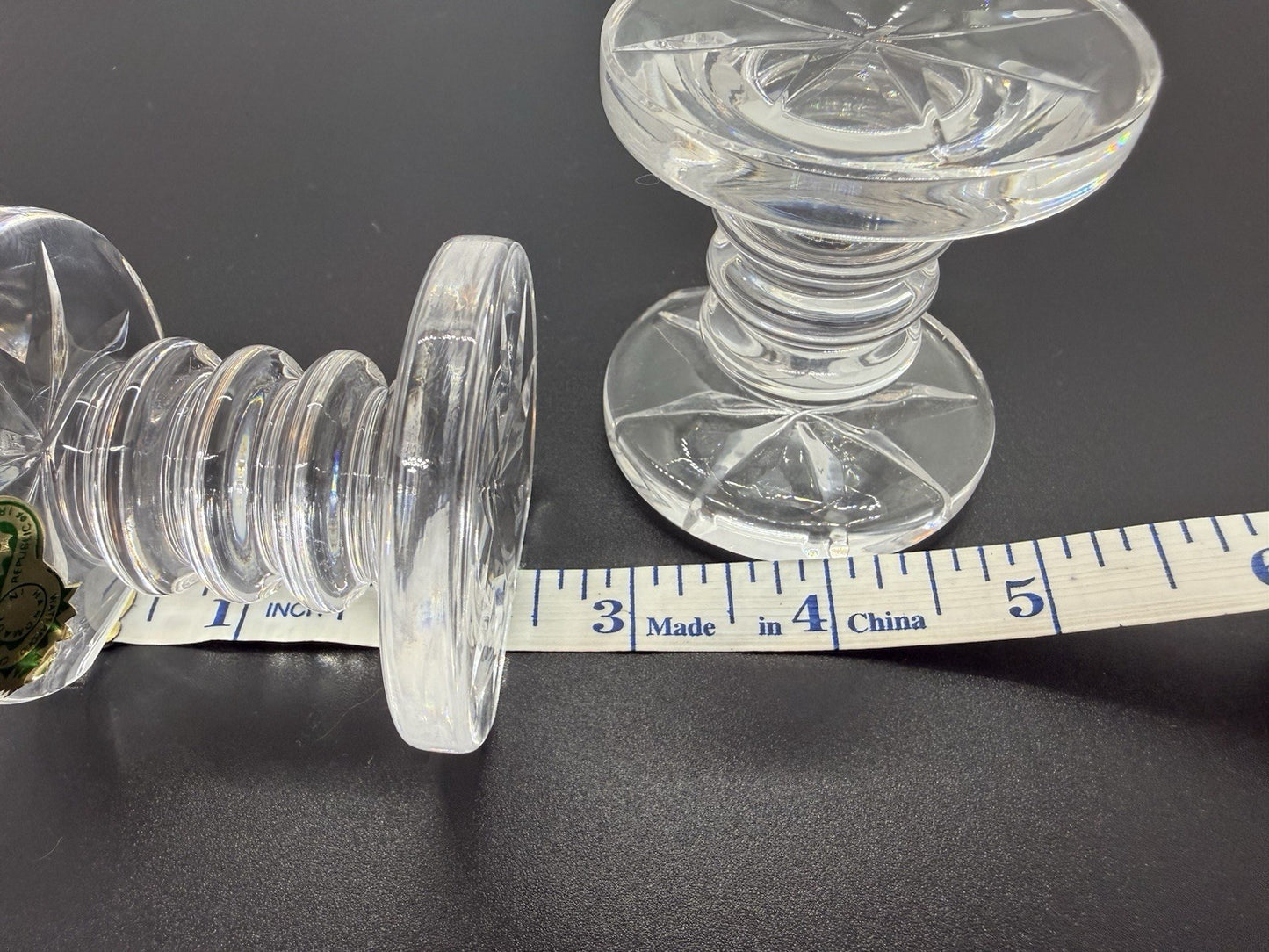 2 pc Set Vintage 2.5” Waterford Crystal Knife Rests In Original Box