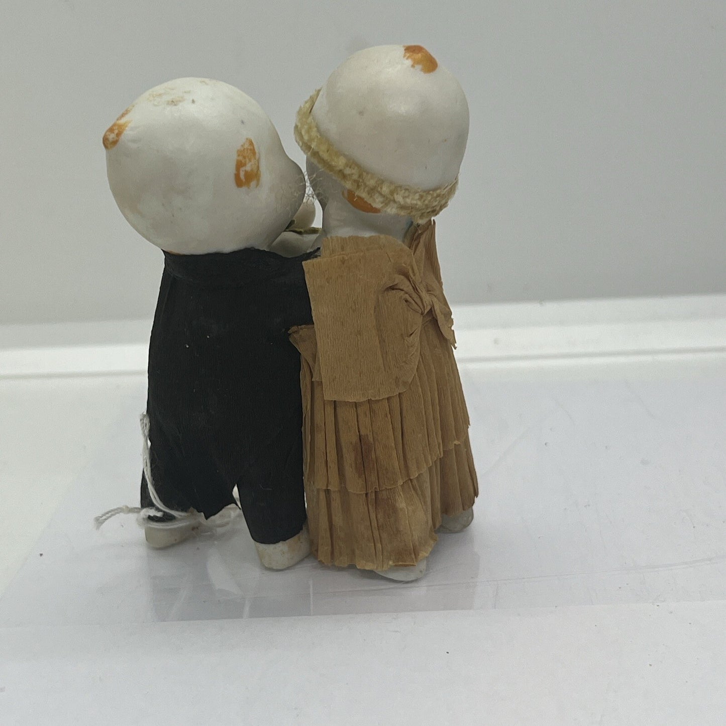 Antique Bisque Kewpie Doll Bride & Groom Wedding Clothes w Bouquet Rosie O’Neill